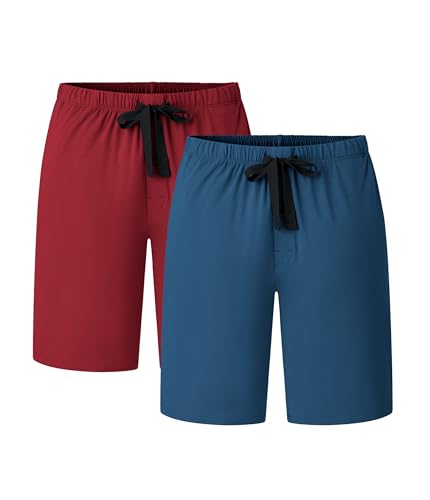 Image of CF Mens Pajama Shorts Bamboo Rayon & Cotton Sleep Shorts Lightweight Pants | Mens sleep shorts,Lightweight lounge pants,Bamboo rayon & cotton pajama shorts men,Soft pj bottoms with pockets 2 or 3 Pack