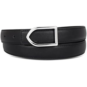 EXTREE Women's Premium Leather Belt -2-4cm Adjustable Buckle for Pants&Skirts, Versatile Daily Wear, Gift&Quality Guaranteed B001-black-gold-genuine Leather 26-27 (Pant 1-5)
