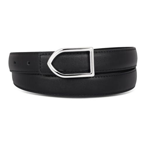 EXTREE Women's Premium Leather Belt -2-4cm Adjustable Buckle for Pants&Skirts, Versatile Daily Wear, Gift&Quality Guaranteed B001-black-gold-genuine Leather 26-27 (Pant 1-5)