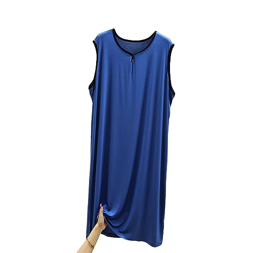 Men's Sleeveless nightgowns, Mens Classic modal Pajamas Ultra Soft Nightshirt Loose fit Nightdress L-3XL