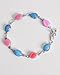 Bracelet, 925 silver bangle with natural larimar drops and pink-fuchsia conch shell, 8 inches in length. Premium handmade bracelet.