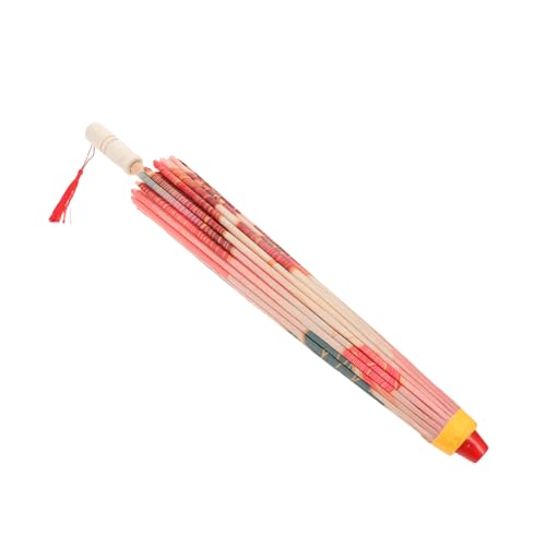 Paraguas de papel con aceite chino rojo de 32 pulgadas adorno para cosplay y baile tradicional