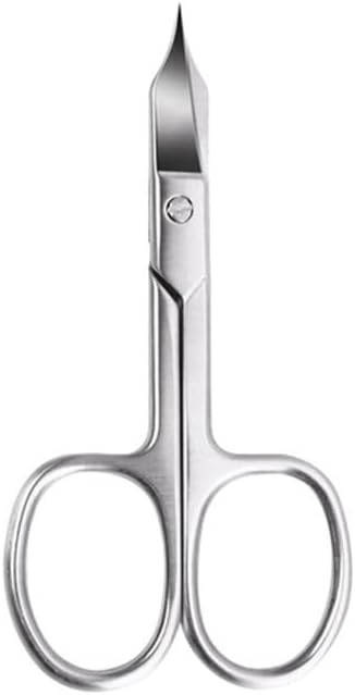 1Pcs Nail Scissors Stainless Steel Cuticle Pedicure Beauty for Eyebrow, Eyelash, Dry Skin Curved Blade,1Pcs Silvery