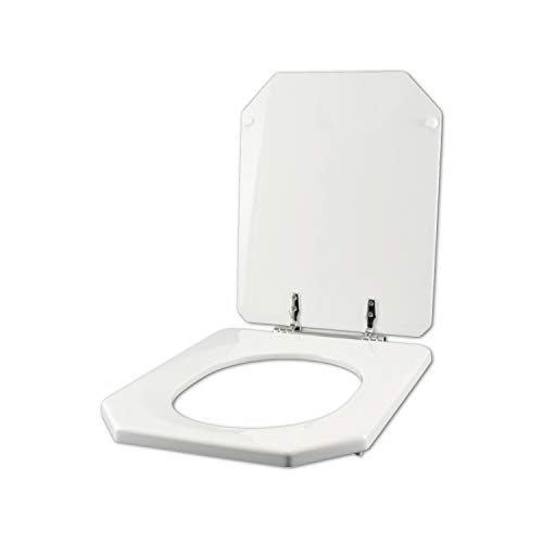 Tapa para inodoro Cesame Deco original, color blanco, asiento de inodoro para tabla de madera