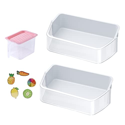 Image of Rimous DA97-12650A Refrigerator Door Shelf Door Bin Basket (Right) Replacement for Samsung Refrigerator DA63-07104A, DA63-06963A, with 5 PCS Cute Refrigerator Magnets and Food Storage Container