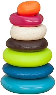 B. toys by Battat B. Toys – Stacking Rings – Textured Ring Stacker