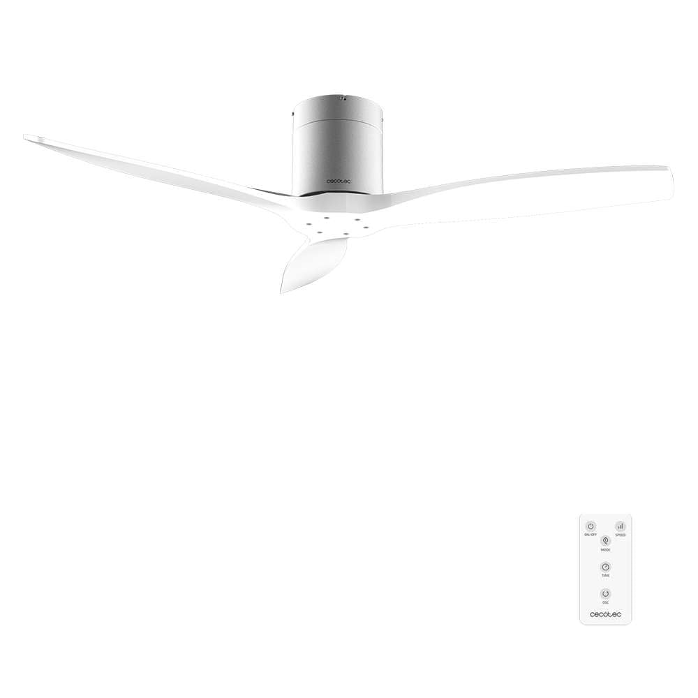 Cecotec Ventilatore da soffitto con telecomando da 52" EnergySilence Aero 5400 Classic Iron&White. Motore DC 40 W, 3 pale, 6 velocità, timer fino a 8 ore, modalità Winter/Summer