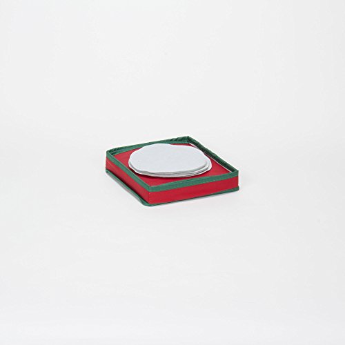 Household Essentials 530Red Holiday China Storage Chest With Lid And Handles | Storage Bin For Small Saucer Plates | Red Canvas With Green Trim #TOP4