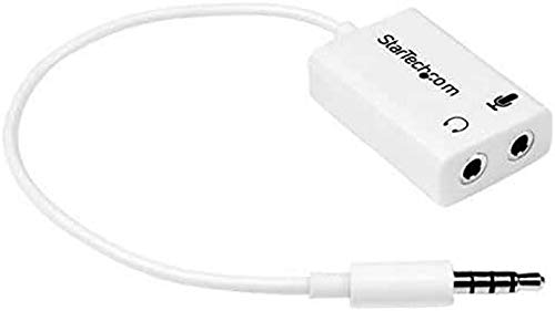 StarTech 3.5mm 4 Position to 2 x 3 Position 3.5mm Headset Splitter Adapter M/F Headphone Microphone Splitter 4 pin / 4 pole White Model MUYHSMFFADW