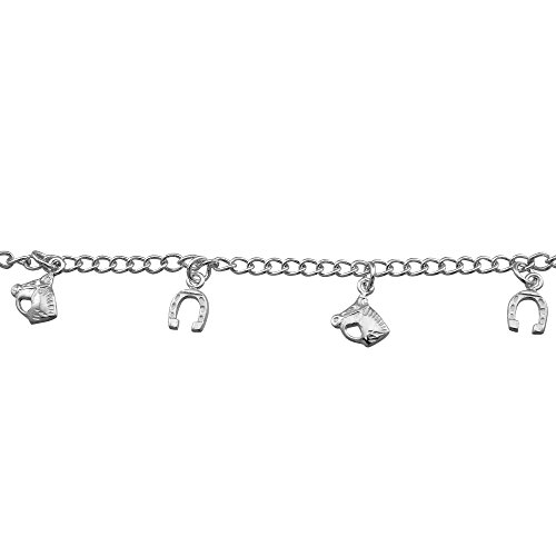 WithLoveSilver Sterling Silver 925 Charm Horse Head and Horse Shoes Link Bracelets 7.5 Inches2