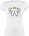 Produktbild Shirt Damen - Karneval & Fasching - Zahnfee mit Krone - Zahnarzt Zahn-Fee Geschenk Zahnarzthelferin Zahnmedizin Geschenkidee Zahnmedizinische Fachangestellte - M - Weiß - Fastnacht zähnen
