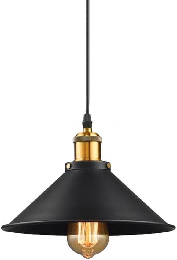 Lampe suspendue en métal noir de style industriel et rétro pour salle à manger