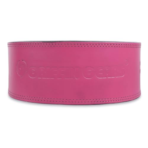 Image of 10MM Lever Gym Belt for Men & Women | 100% Full Grain Genuine Leather Powerlifting Belt | IPF Standard Weight Lifting Belt | Pink Belt with Black Buckle | Size Small