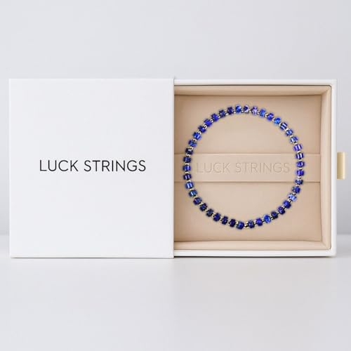 Luck Strings Lapis Lazuli 14k Solid Gold Beaded Bracelet - Stretch Cord - Unisex Jewelry for Men and Women4