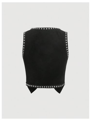 Verdusa Women's Western Cowgirl Vest Tie Front V Neck Grunge Asymmetrical Sleeveless Jacket Outerwear2