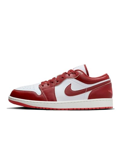 NIKE Jordan Men's 1 Low White/Dune Red-Lobster-Sail (FJ3459 160) - 10