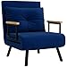 HOMCOM 4 in 1 Poltrona Letto Singolo, Poltrona Pieghevole con Schienale Regolabile in 5 Posizioni, Divano Letto con Cuscino, Seduta Imbottita, in Velluto per Casa e Ufficio, 63x73x81 cm, Blu
