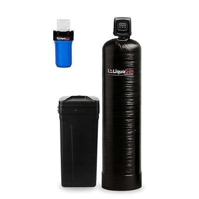 LiquaGen Whole House Salt-Based Water Softener System – Smart Digital Metered Valve with Pre-Loaded 10% Resin, Gravel Bed, Metal Bypass Valve + Sediment Pre-Filter (4-6 Bathrooms)