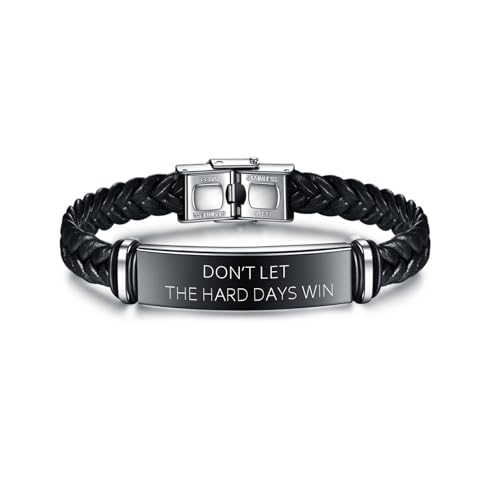Dont Let The Hard Days Win Bracelet for Women Men Adjustable Engraved Bracelet Stainless Steel Tube Inspirational Little Words Project Gifts for Hard Times Jewelry
