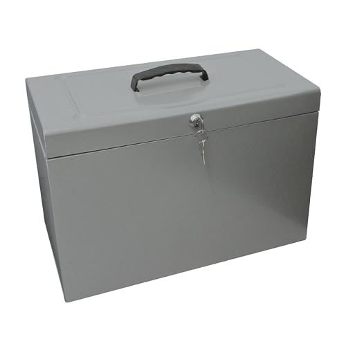 Cathedral Products A4+ (Foolscap) Steel File Box with Starter Pack of 5 Suspension Files - Grey