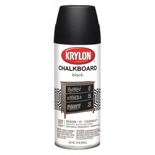Krylon Spray Paint, Black, Flat, Solvent, 12 oz I00807007-1 Each