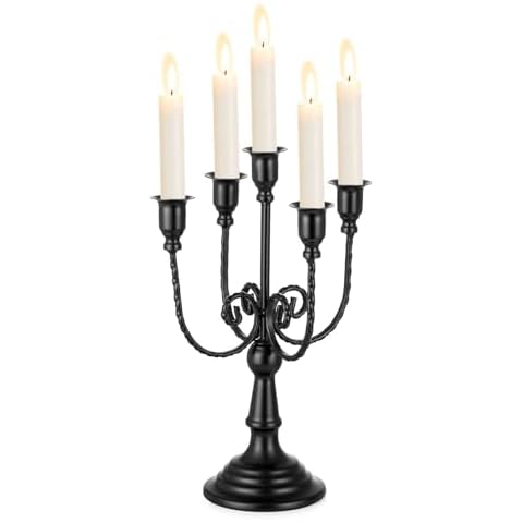 Sziqiqi Black Metal Candelabra Candle Holder Cover
