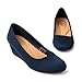 Trary Navy Blue Women's Wedges Heels for Women Pumps Round Toe Mid Heels Comfortable Closed Toe Dressy Shoes Women Pumps Wedge Dress Shoes for Wedding Work Office Party 1.8 Inches