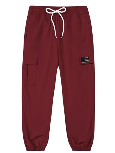 Image of SANGTREE Girls & Womens Cargo Pants Elastic Waist Drawstring Tapered Jogger Pants with Pockets, 6 Years-Women 2XL