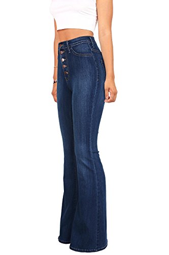 Vibrant Women’s Flare Denim Jeans – High Waisted Button Up Bell Bottom Stretch Classic Flared Pants2