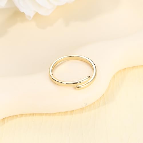 14K Gold Plated Ring for Women Stylish Copper Band Open Twist Adjustable Ring Wedding Jewelry for Women Comfortable Everyday Wear Size 164