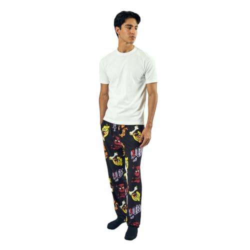 Five Nights At Freddy's Neon Character Heads Men's Black Sleep Pajama Pants