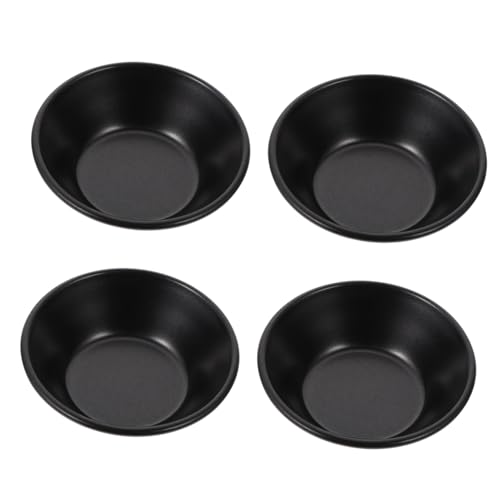 DECOMELODY 4 piezas Molde para Tartas Mini Acero al Antiadherente para Hornear Pan Pasteles Quiches y Postres DIY Molde Redondo Negro Fácil de Desmoldar y Limpiar
