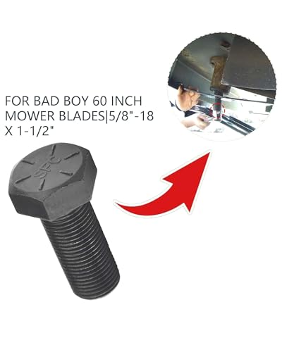 Image of 018-6020-00 GR 8 Hex Blade Bolts for Bad Boy 60 inch Mower Blades Series ZT, CZT, MZ, Outlaw, Magnum, Maverik Replacement 5 /8 inch-18 x 1-1 /2 inch GR 8 Hex Bolt (3 Pcs)