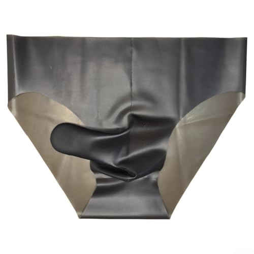 Bequemer Herren Latex Slip mit Elefantennase Detail für den Alltag (L Transparent Schwarz)