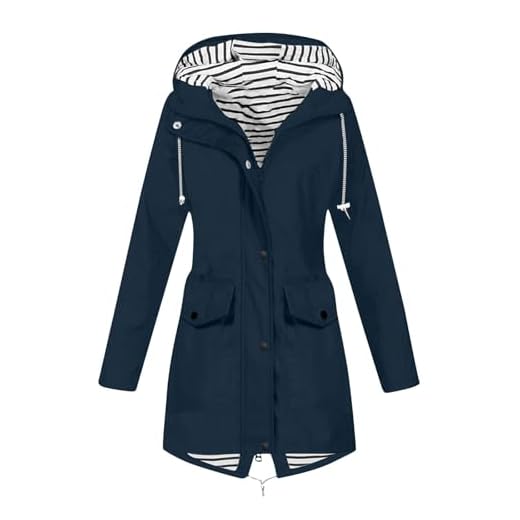 Women's Waterproof Rain Jacket with Hood Lightweight Raincoat Outdoor Golf Hiking Camping Fishing Travel Jackets Windbreaker Trench Coats, Navy, S