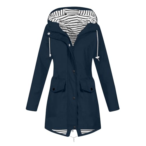 Shffuw Poncho Lluvia Unisex Mujer Primavera Gabardina a para mujer, cortavientos en, para montañismo al Ponchos Y s De Punto Para Mujerponcho Lluvia (Navy, XL)