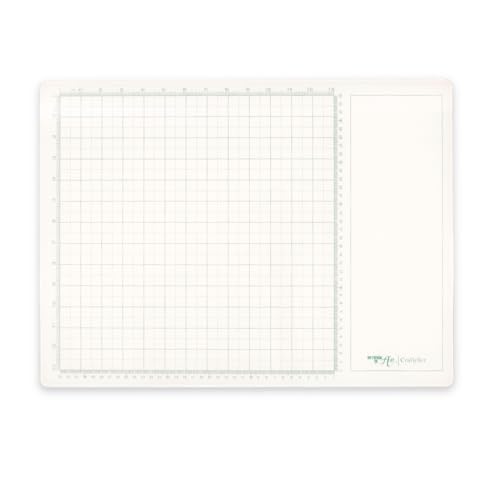 Craftelier - Base de Corte de Cristal Templado Glass Mat | Ideal para Utilizar como Base de Colores para Pintar y Mezclar | Regla Medida en Centímetros y Pulgadas | Color Blanco - Tamaño 33 x 33 cm