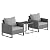 Outsunny 3 Pieces Patio Furniture Set, Wicker Conversation Bistro Set with 4 Soft Cushions, Rattan Chairs and Glass Coffee Table for Backyard, Porch, Poolside, Balcony, Gray