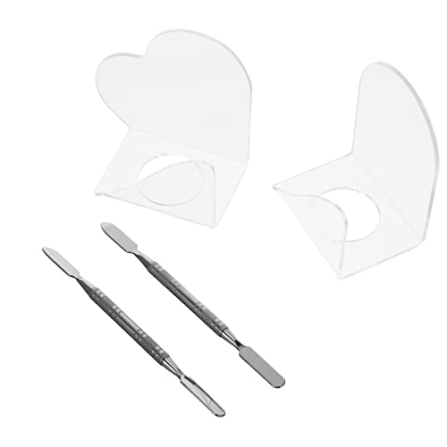 CALLARON 2Sets Acrylic Mixing Tray for Liquid Foundation Heart Design Color Palette for Makeup Nail Art Durable Beauty Supply