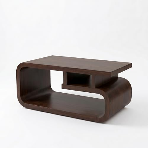 Image of SONA ART & CRAFTS Sheesham Wooden Center Coffee Table for Living Room Home with Shelf Storage | Wooden Coffee Table | Center Table for Living Room | Tea Table | Walnut Finish