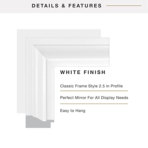 Image of MCS Large Wall Mirror, Modern Rectangle Mirror Home Decor for Living Room, Bedroom, or Bathroom, 26.5 by 32.5 Inch, White