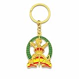 Genérico Barbaric Llavero de la Legión España, Metal con Acabado Dorado, Escudo con Laurel, Colores Rojo y Amarillo, 3,9 cm x 2,8 cm