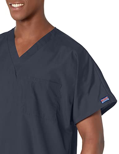 Image of Cherokee Scrubs for Women and Men Unisex V-Neck Tunic Nursing Scrub Top with Chest Pocket, Tuckable Durable Fabric - 4777 | 1 Chest Pocket For Essentials, Traditional Fit, Durable Construction, Comfortable Knit Details, Easy Care, Tuckable Style