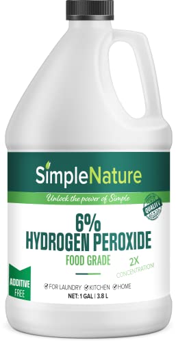 SimpleNature 6% Food Grade Hydrogen Peroxide Solution - 1 Gallon - Natural Multipurpose Cleaner - Made in USA - Ideal for Commercial Residential Kitchen Bath Laundry and More