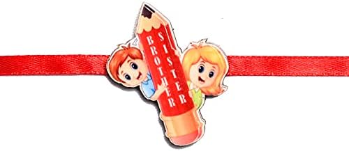 Nupur Studios"Magnetic Kids Bro & Sis Pencil" Rakhi for Brother, Bhaiya, Bhabhi, Lumba Reuseable As a Megnate On Fridge, Metal Item for Celebration of Memorable Festival of Rakshabandhan (1 PCS)