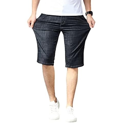 Sommer Herren Denim Shorts Mode Business Elastisch Slim Kurze Jeans Cover