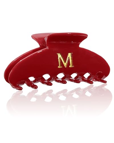 WELROG Red Initial Claw Clip for Women, Monogram Acrylic 3.9 in Hair Clips