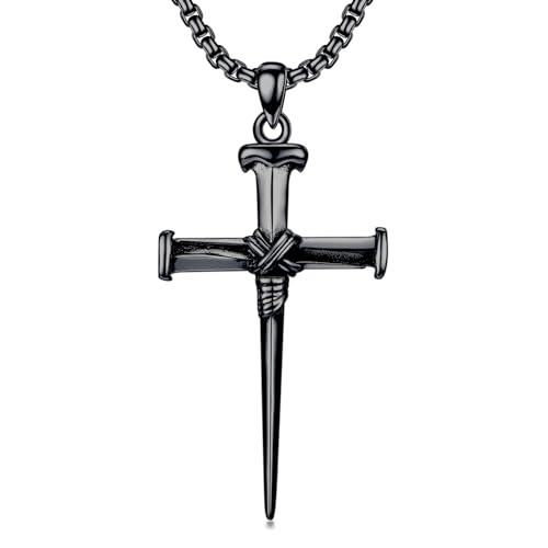 Three Nail Cross Necklace 925 Sterling Silver 3 Nail Cross Pendant Christian Jewelry Gifts for Men 22+2