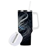 YETTASBIN Dragon 40 oz Tumbler with Handle, Stainless Steel Vacuum Insulated Sports Water Bottle, Leak-proof Travel Coffee Mug Cup with Lid and Straw for Water, Iced Tea or Coffee
