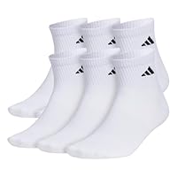 adidas Men's Superlite Quarter Socks 6-Pack, Athletic, Durable, Lightweight, Breathable with Compression and Arch Support